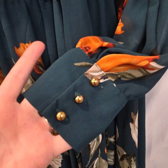 NWT Baltic Born Dress Green Floral Maxi Size Small Tie Belt Lined - Picture 10 of 10